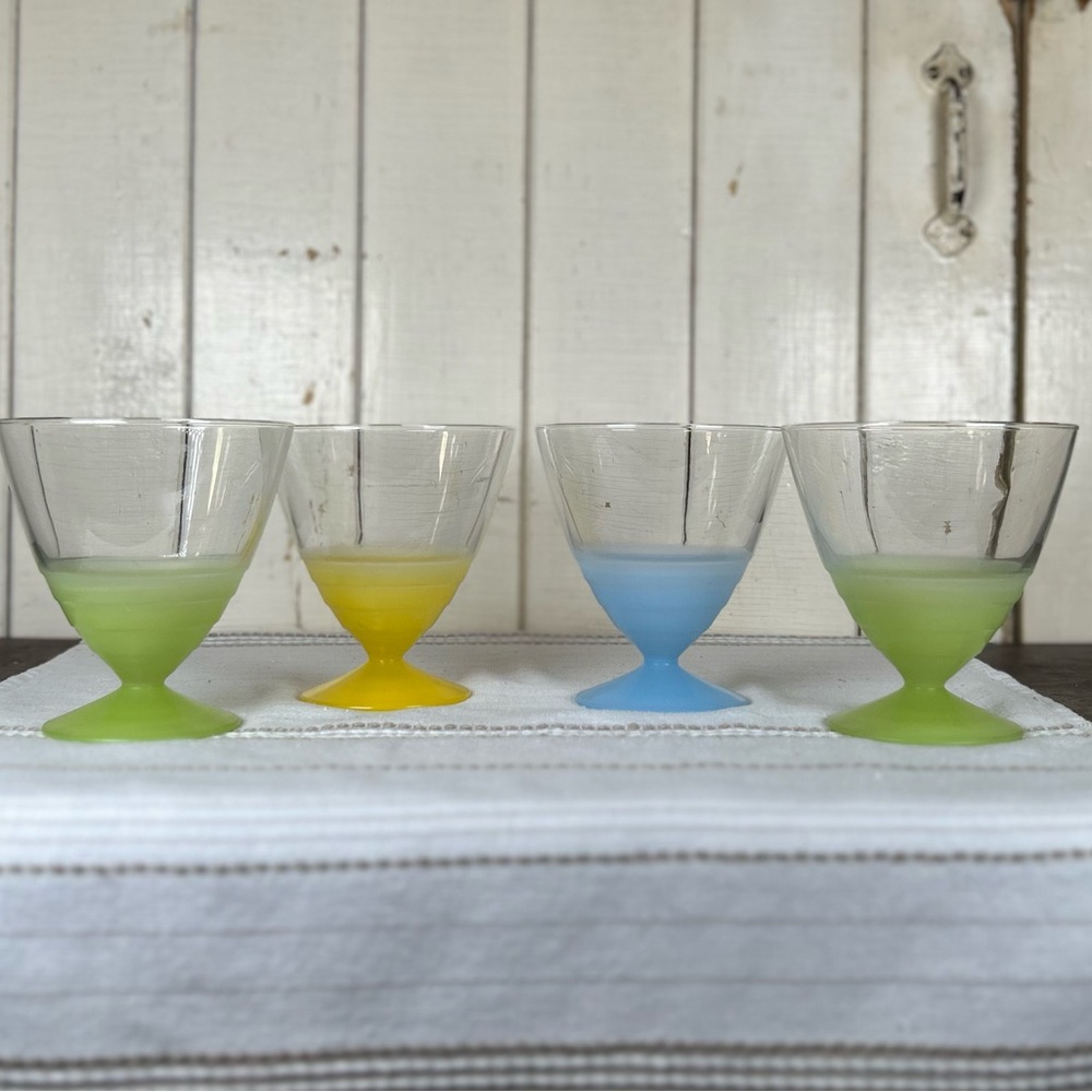 Four Stunning Art Deco Parfait Glasses by ARC of France